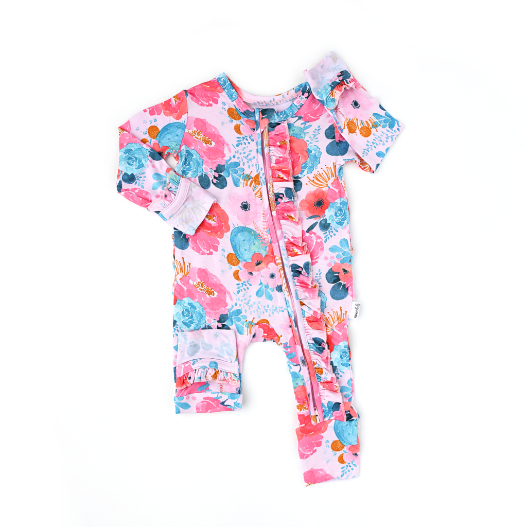 PHOENIX FLORAL RUFFLE ZIP ROMPER