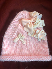Pink Bow Knit Hat