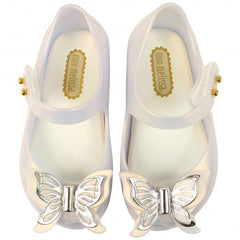 MINI MELISSA SILVER/WHITE BUTTERFLY SHOES