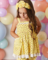 SERENDIPITY YELLOW POCKET TUNIC, SHORTIES & HEADBAND