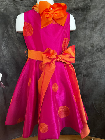 PINK/ORANGE DOT PARTY DRESS