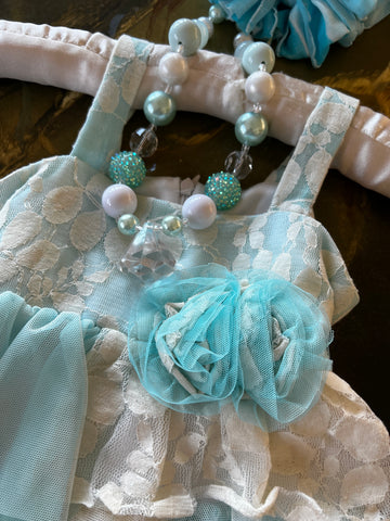 ISOBELLA AQUA & CREAM LAYERS OF CHIFFON