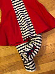 Two piece red, white and blue tunic set