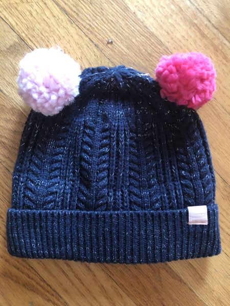 NAVY WITH PINK POM POM HAT