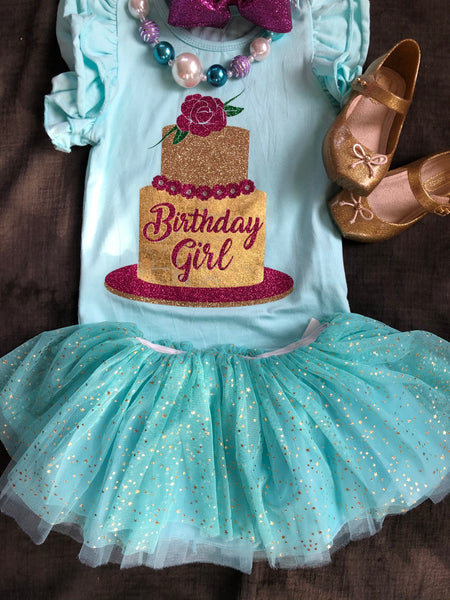 TURQUOISE TUTU WITH GOLD STARS