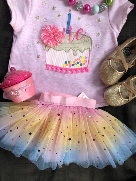 RAINBOW TUTU w/GOLD STARS