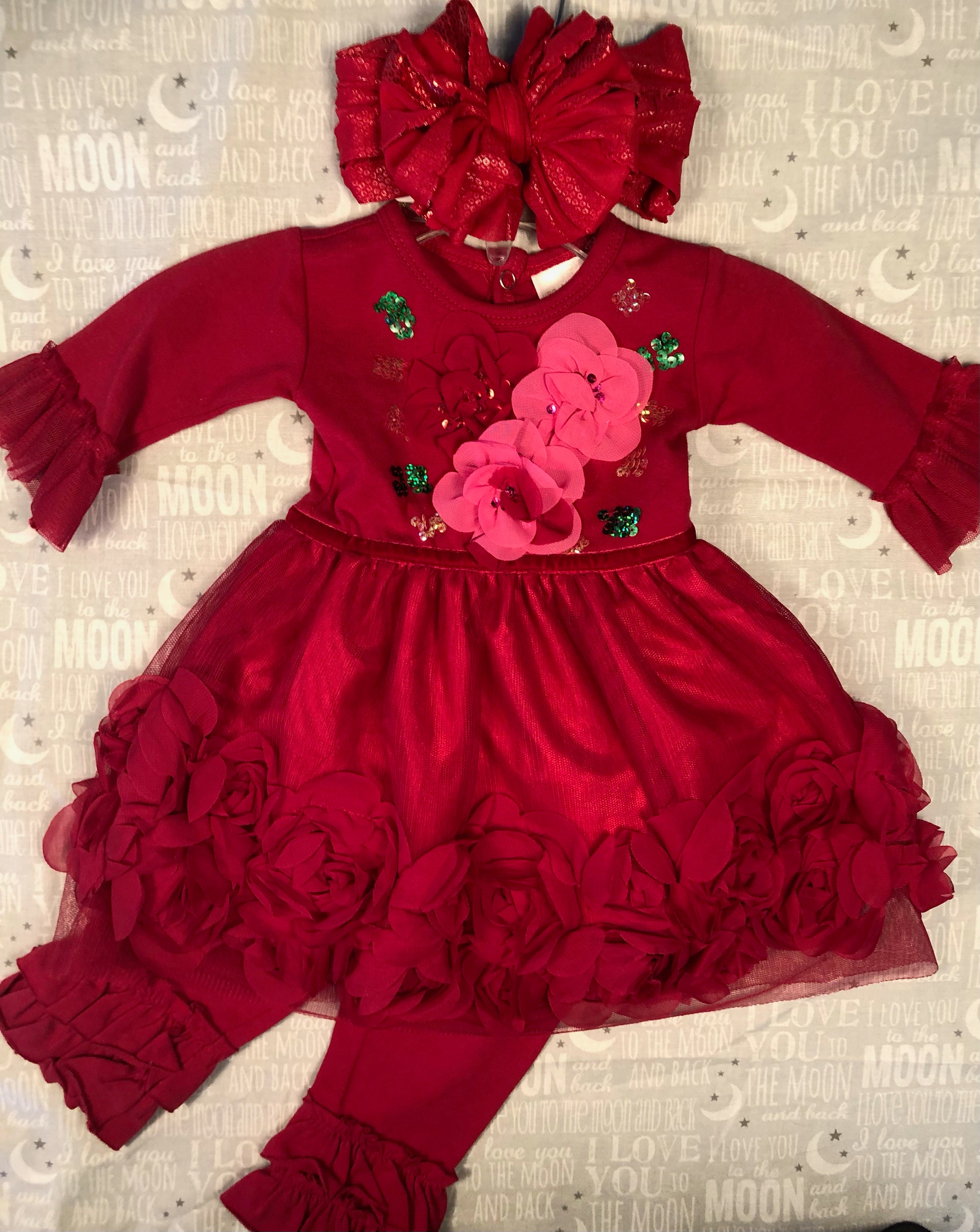 HAUTE BABY RED DRESS & LEGGINGS