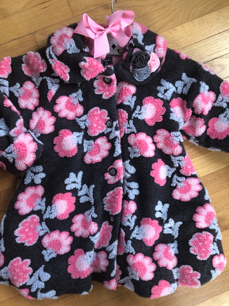 FLORAL FLUFFY FULLY LINED COAT