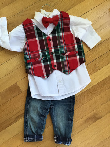 COTTON KIDS PLAID VEST