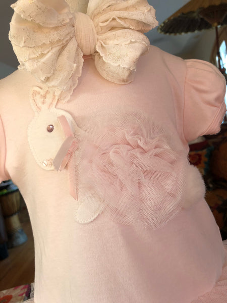 BISCOTTI PINK BUNNY SHORT SLEEVE DRESS and PANTY