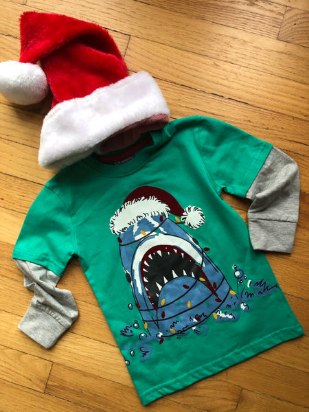 SANTA SHARK TWOFER TEE