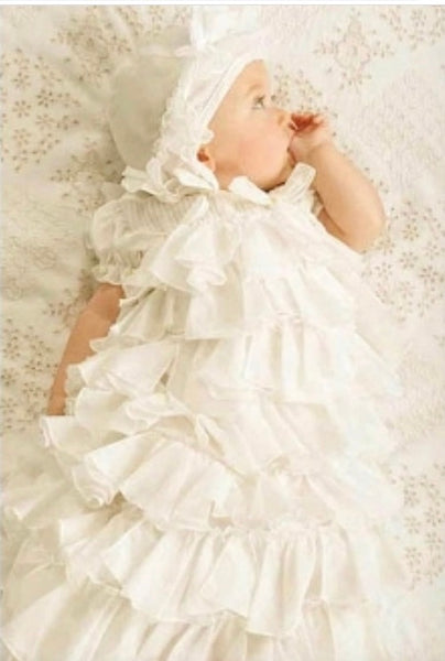 BABY BISCOTTI ANTIQUE WHITE CHRISTENING GOWN AND HAT SET