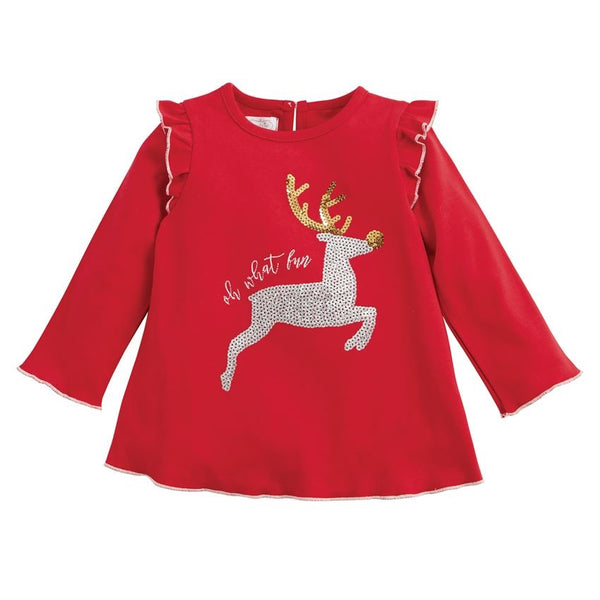 Mud Pie Girls Christmas Reindeer Dazzle Tunic