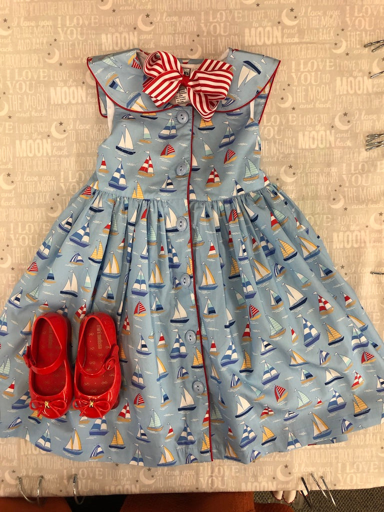 COTTON KIDS SAILBOAT DRESS