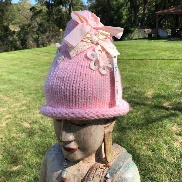 Pink Bow Knit Hat