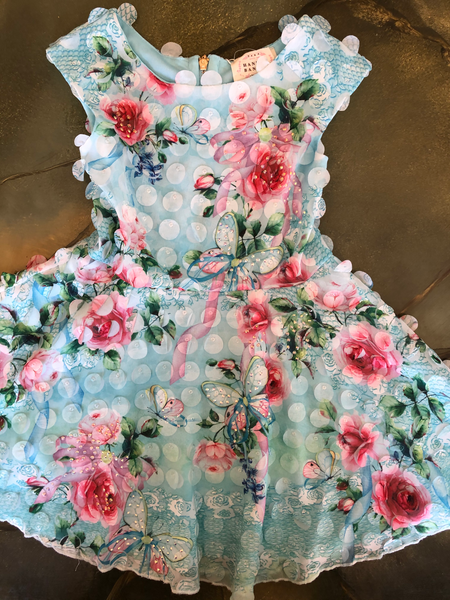 HANNAH BANANA AQUA FLORAL DRESS