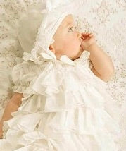 BABY BISCOTTI ANTIQUE WHITE CHRISTENING GOWN AND HAT SET