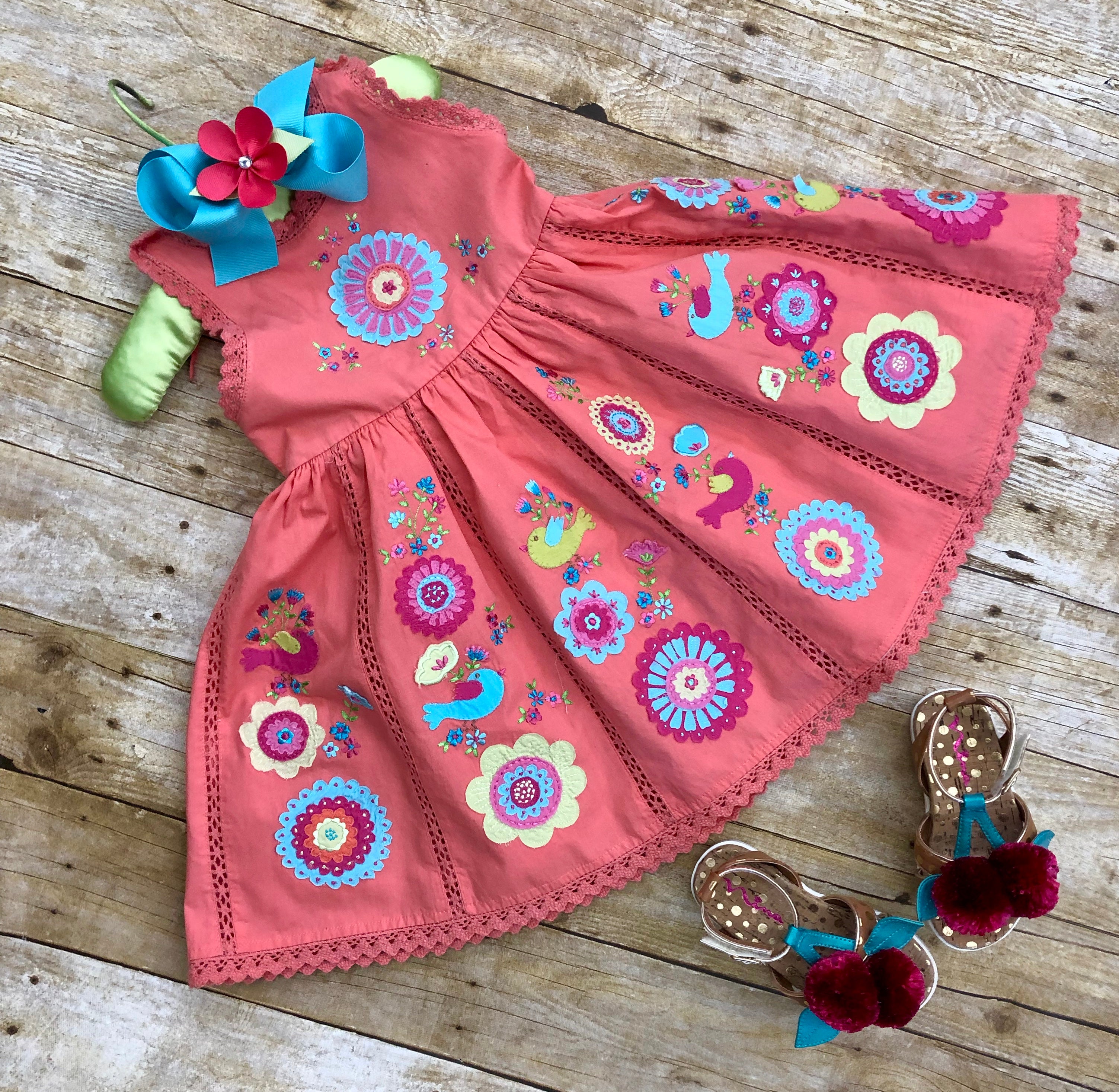 COTTON KIDS FLORAL GARDEN PARTY DRESS