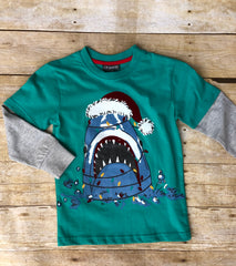 SANTA SHARK TWOFER TEE