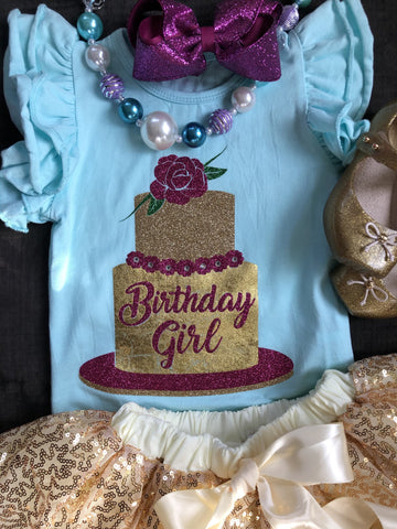 BIRTHDAY GIRL GOLD CAKE TEE