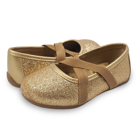 AURORA-GOLD SPARKLE BALLET FLATS