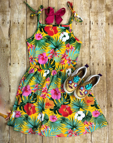 HIBISCUS AND PALM DRESS